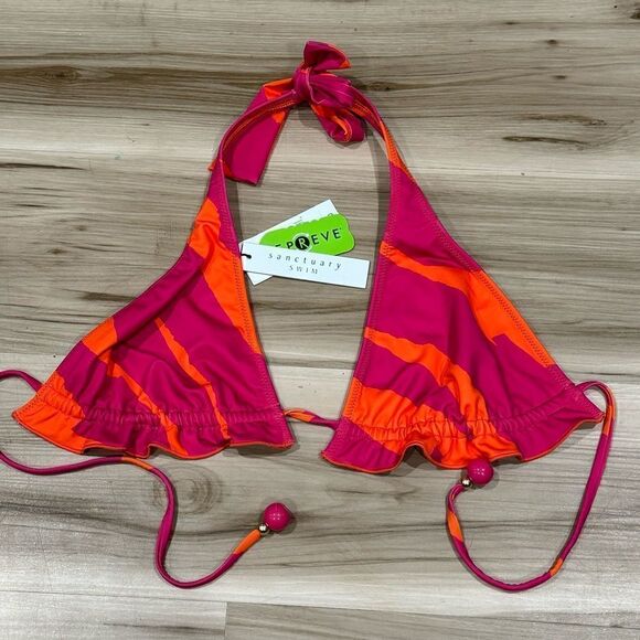 NEW Sanctuary Bias Stripe Halter Bikini Top Women’s D - Picture 2 of 6